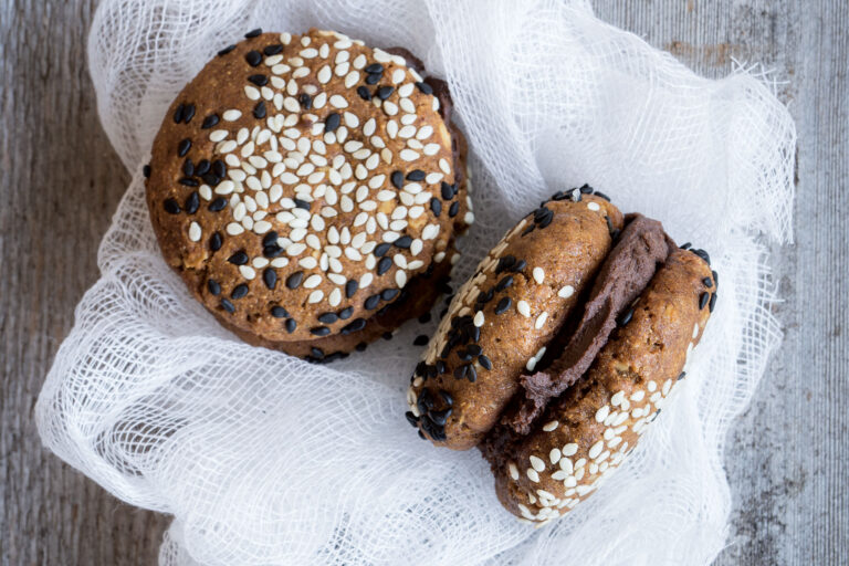 Chocolate-Tahini and Ginger Sandwich Cookies