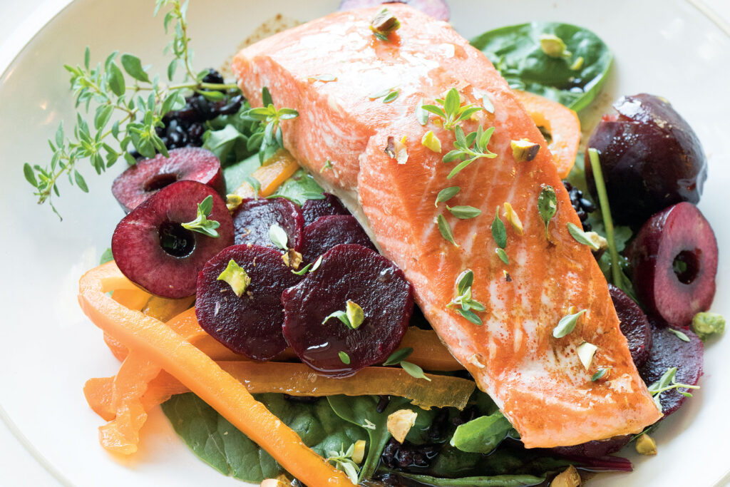 Salmon Beet Salad with Cherry Dressing