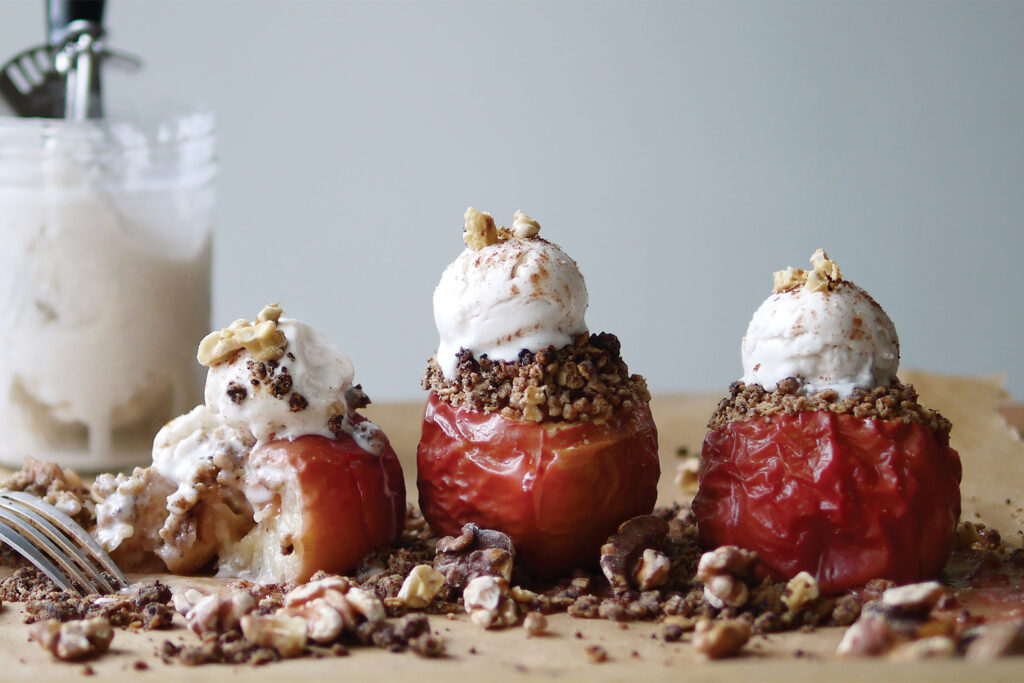 Whole Roasted, Crumble-Stuffed Apples