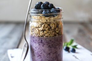 Blueberry Chia Granola Pudding