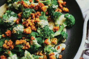 Broccoli Caesar with Smoky Tempeh Bits