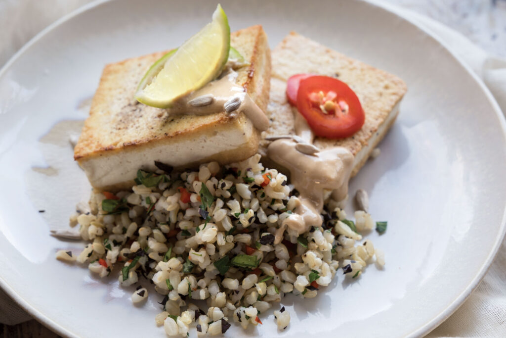 Tofu Steaks with Sunflower Butter Sauce