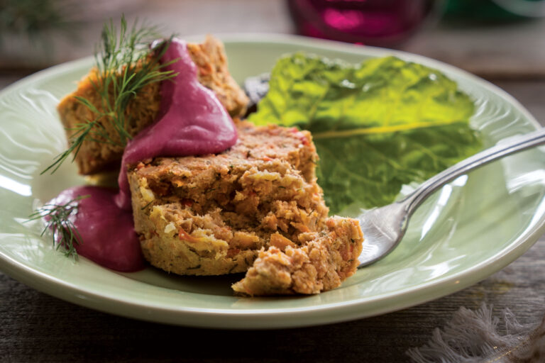 Salmon Cakes with Beet-Horseradish Sauce