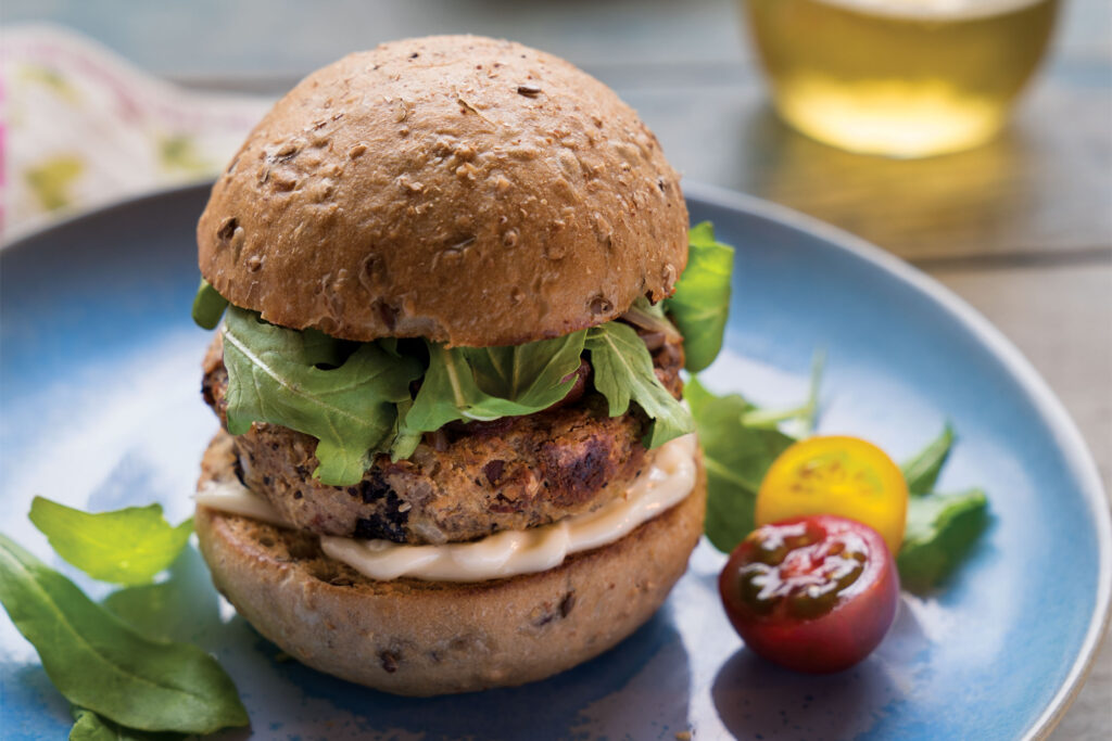 Eggplant Burgers with Roasted Tomato Jam and Arugula
