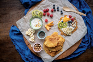 Rainbow Breakfast Socca Pizza