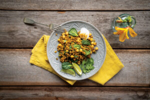 Spiced Indian Barley Stir-Fry with Chickpeas and Spinach