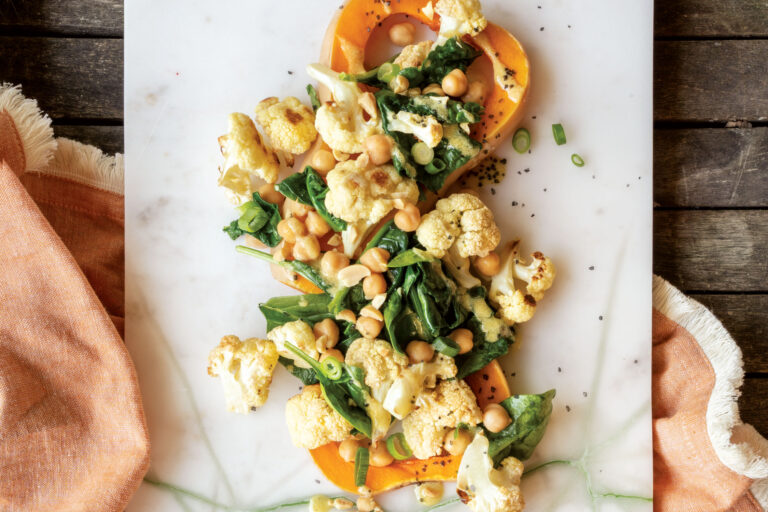 Roasted Garlic Vegetables with Citrus Tahini Dressing