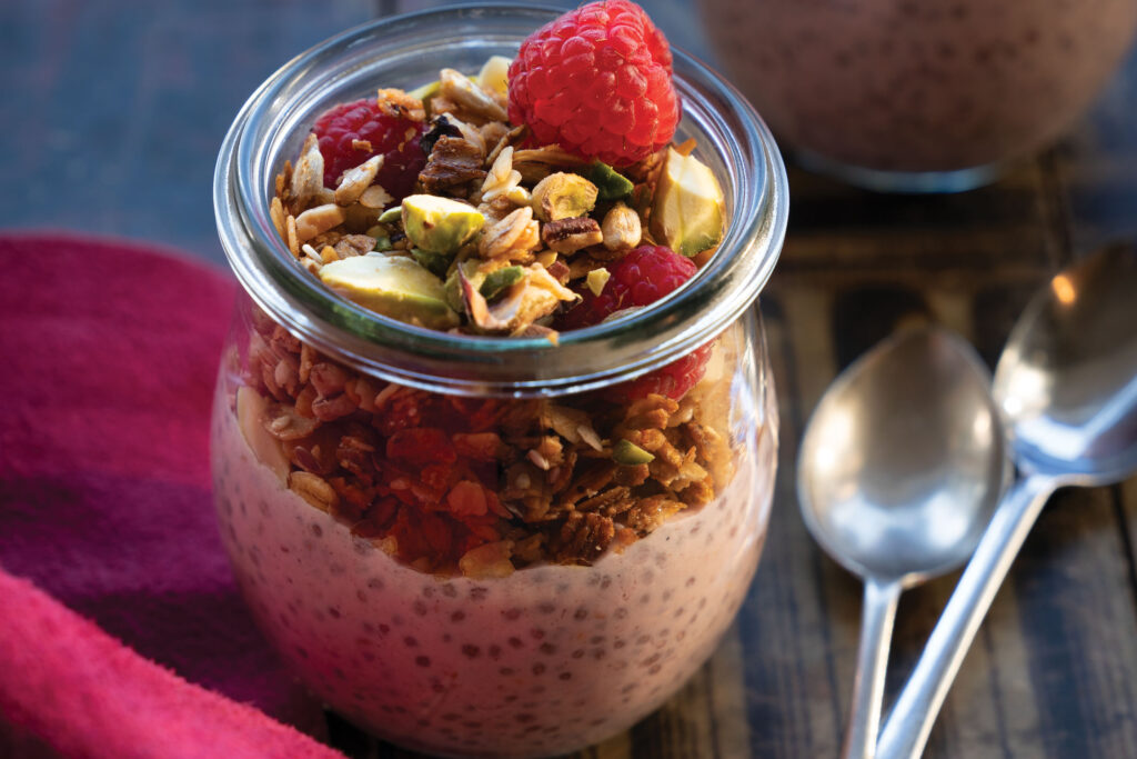 Granola Raspberry Chia Pudding