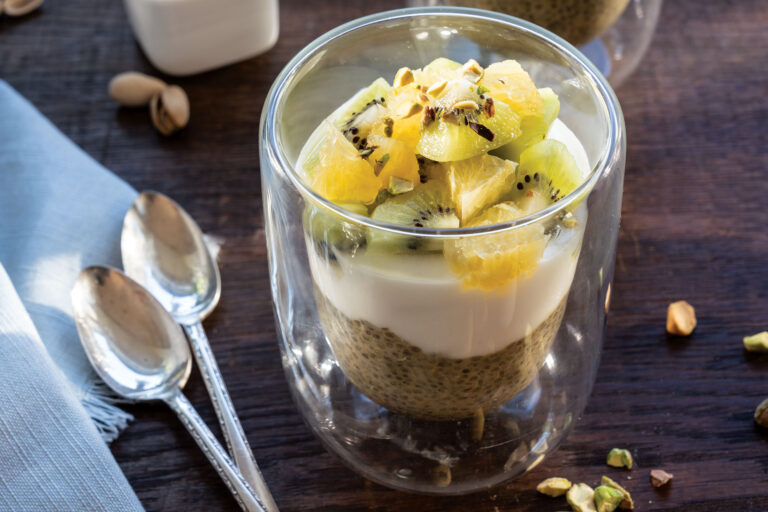 Matcha Pistachio Chia Pudding Parfait