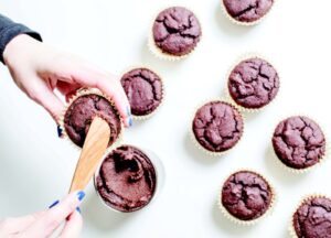 Healthy Breakfast Cupcakes with Salted Chocolate Frosting