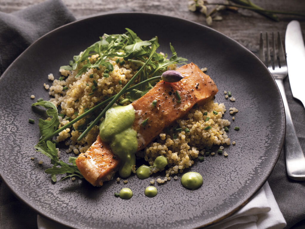 Slow Roasted Salmon with Cultured Avocado Sauce