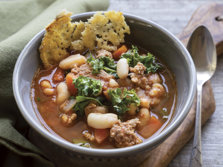 Tomato, Turkey, and Kale Soup with Parmesan