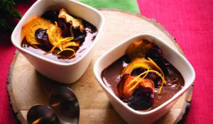 Mini Oat Milk Chocolate Mousse with Sweet Beetroot Chips