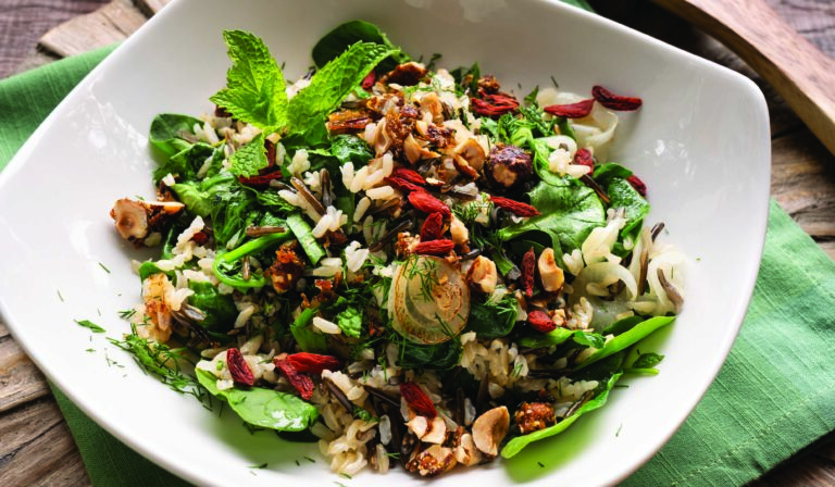 Wild and Basmati Rice with Cranberries and Candied Hazelnuts