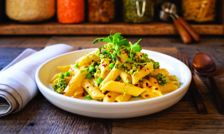 Creamy Butternut Pasta with Cashew Crumble Topping