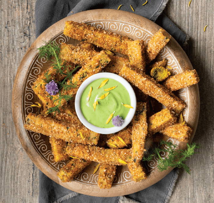 Dandelion Dip with Polenta Fries
