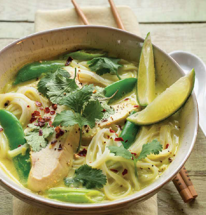 Coconut Lemongrass Chicken Soup with Snap Peas