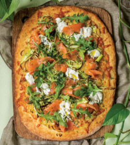 Asparagus Smoked Salmon Flatbread with Spring Greens