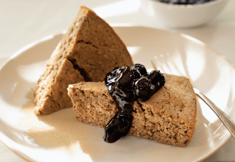 Banana Pancake Pie with Zesty Blueberry Sauce