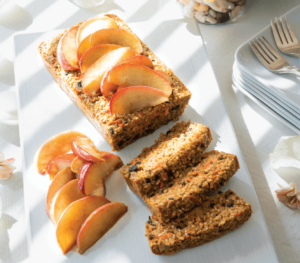 Carrot Cake Oatmeal Loaf with Maple Braised Apple