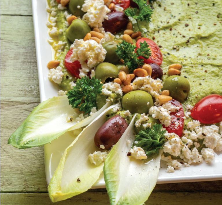 Creamy Loaded Pea Pesto Appetizer with Belgian Endive Scoops