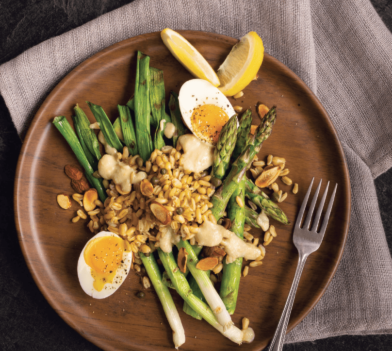 Asparagus Egg Salad with Tahini Miso Dressing