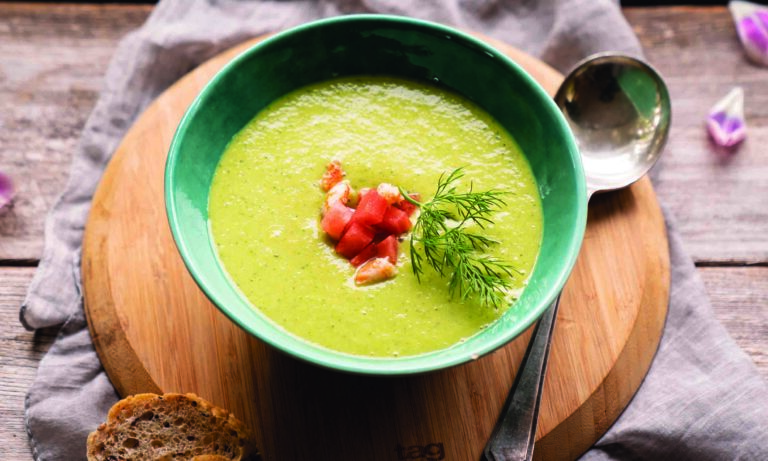 Jade Soup with Crab, Dill, and Watermelon
