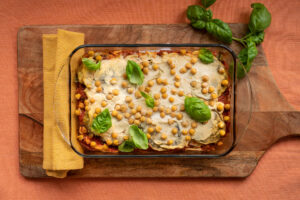 Plant-Based Eggplant Lasagna with Chickpeas, Marinara, and Tofu-Cashew Ricotta