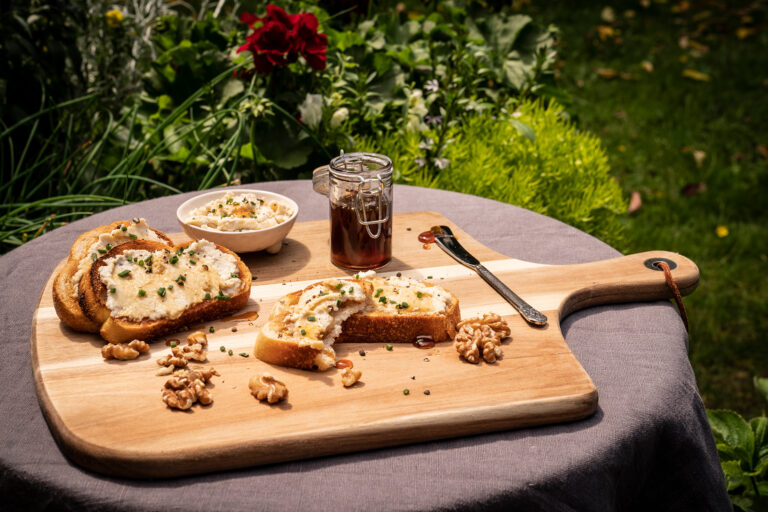 Manuka Honey and Cashew Ricotta Crostini