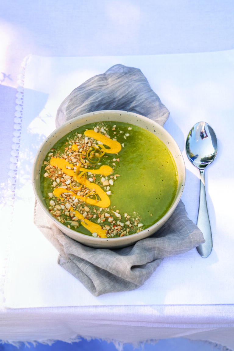 Green Goddess Soup with Cashew-Turmeric Drizzle
