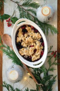 Mixed Frozen Berry Cobbler with Crystallized Ginger