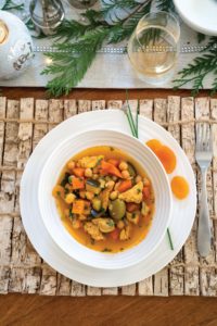 Saffron Chicken with Dried Apricots and Chickpeas