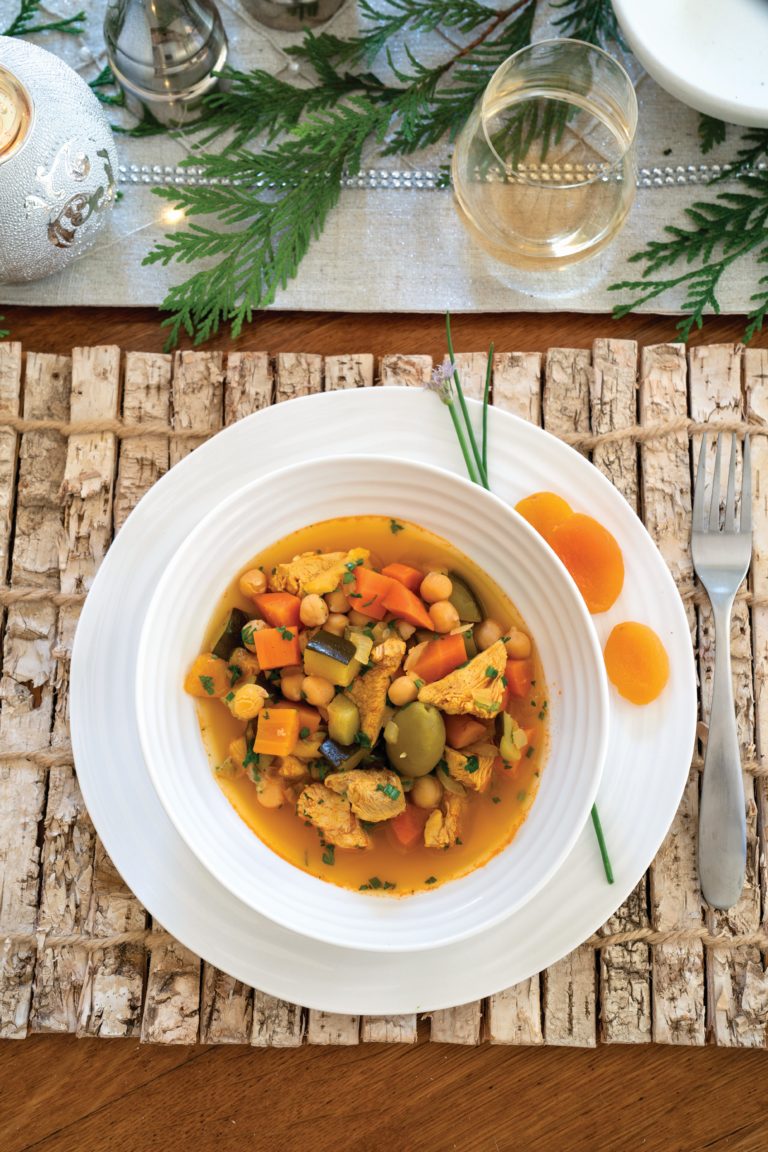 Saffron Chicken with Dried Apricots and Chickpeas