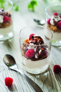 Granola Yogurt with Chocolate Espresso Sauce