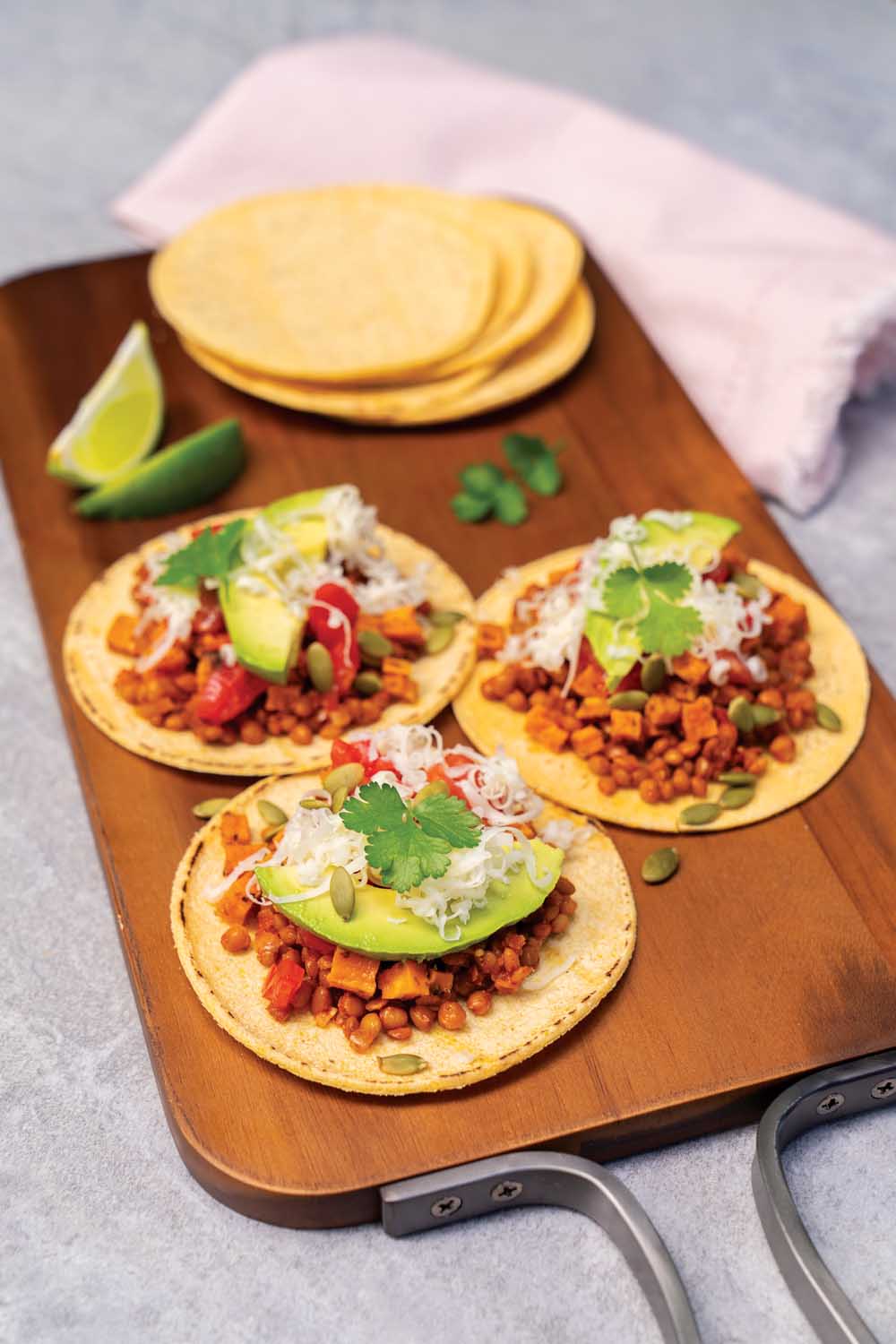 Sweet Potato and Refried Lentil Tostada