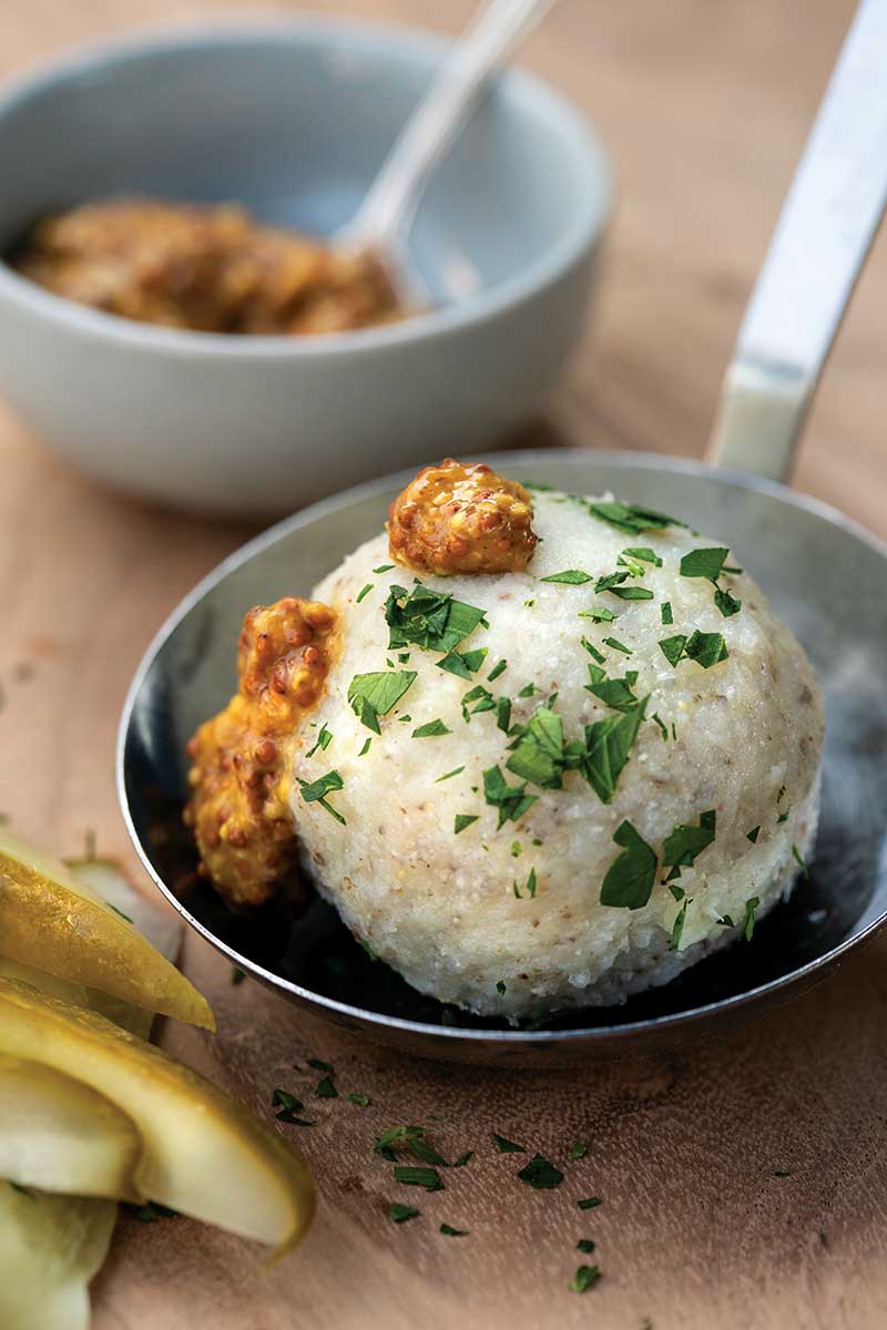Kartoffelknödel Potato Dumplings Stuffed with Toasted Bread and Spinach