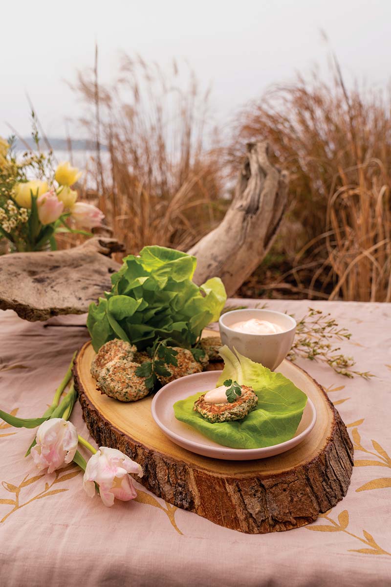 Herbed Chicken and Carrot Patty Lettuce Cups