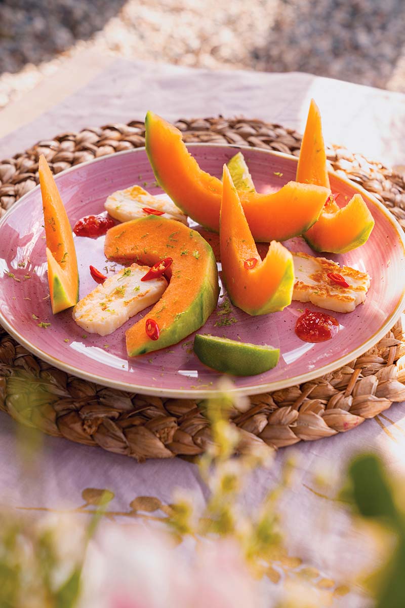 Melon and Halloumi with Chili Crisp and Lime