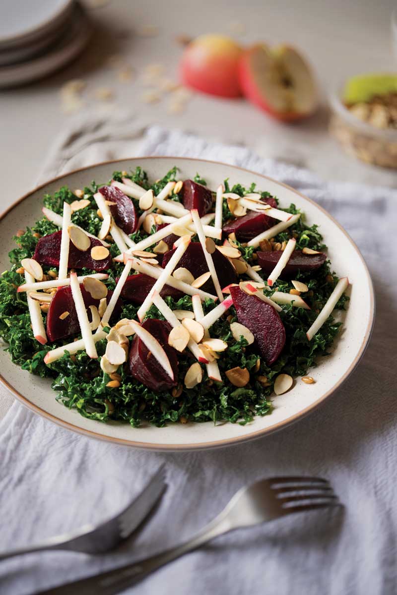 Lunch: Kale, Spelt, Apple, and Beet Salad