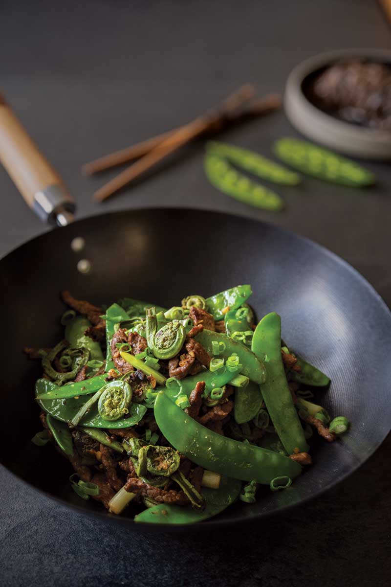 Beef Stir-Fry with Fiddleheads and Spring Vegetables