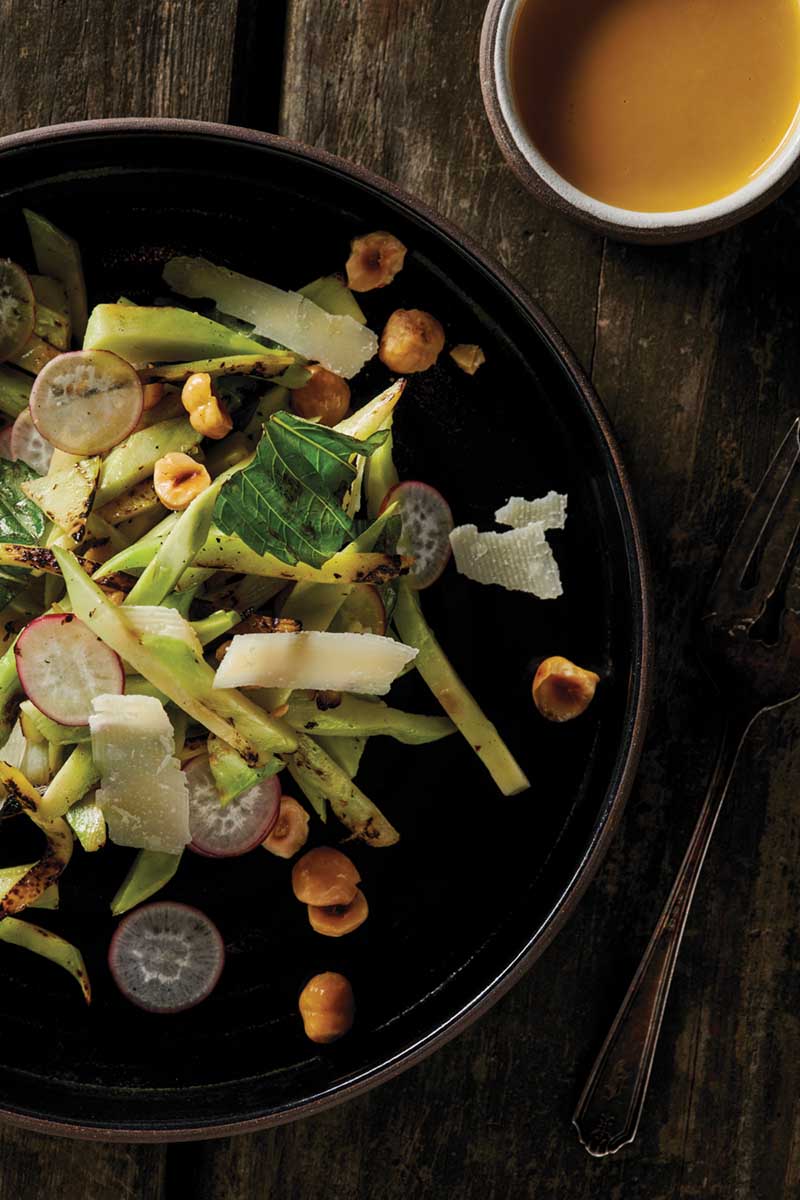 Grilled Broccoli Stem Salad with Apple Cider Vinaigrette