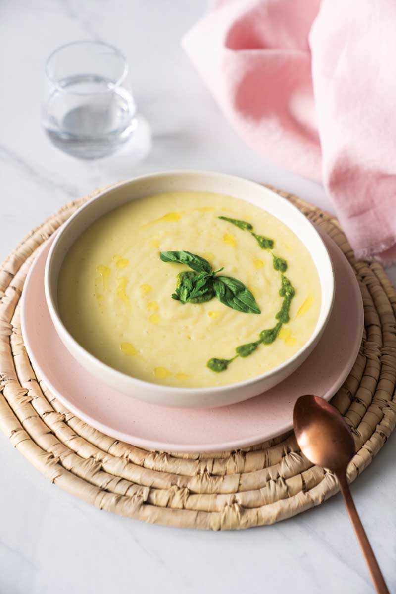 Chilled Velvety Bisque with Jalapeno Verde Swirl