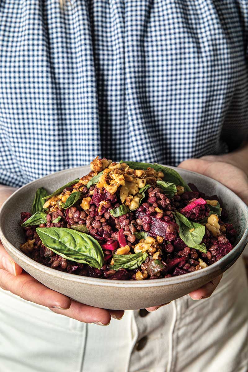 French Lentil &amp; Beet Salad with Garlicky Walnuts