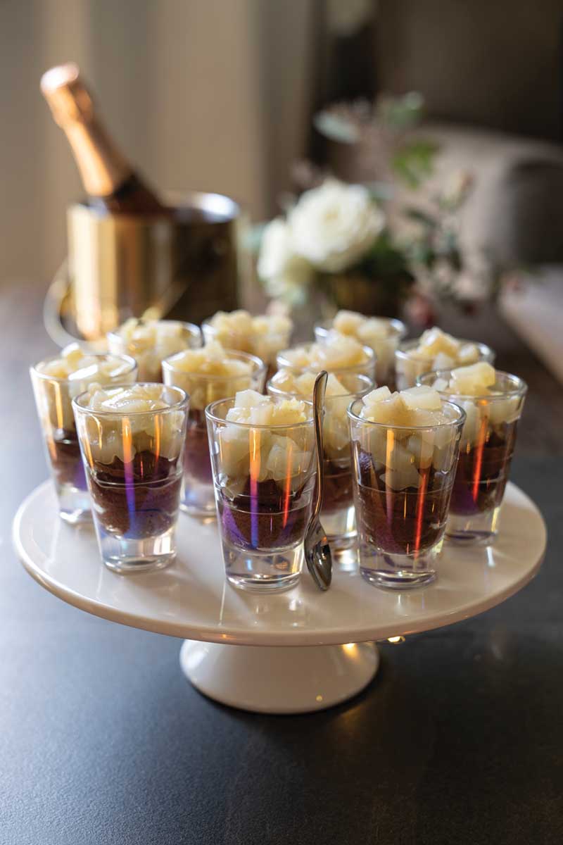 Sugar-Free Chocolate Mousse Cups with Ginger Poached Pears