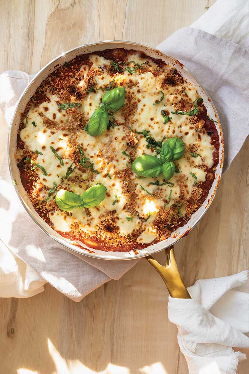 Skillet cannellini bean eggplant parmesan Italian