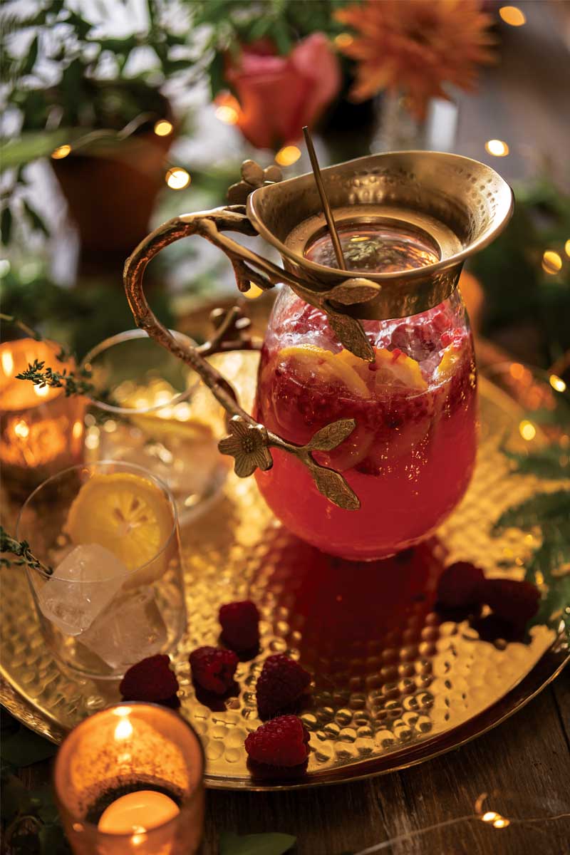 Sparkling raspberry thyme lemonade