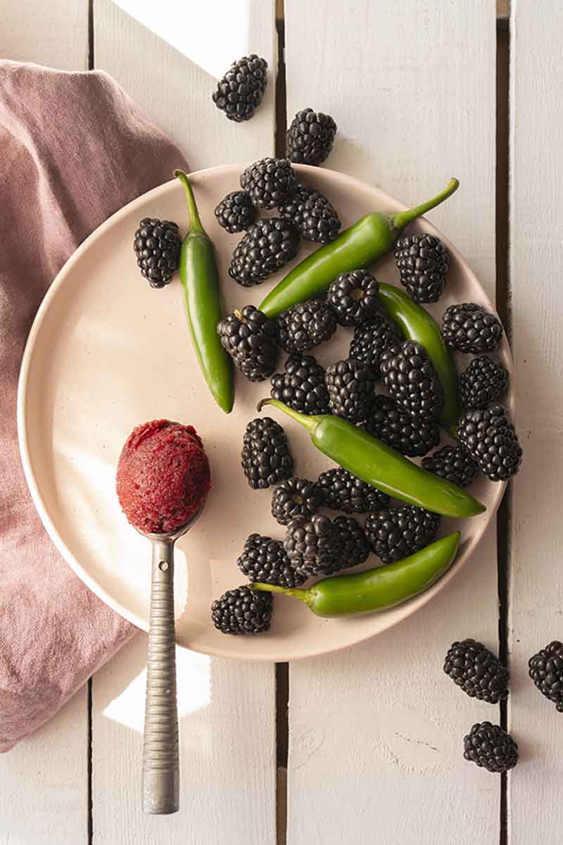 Serrano blackberry sorbet