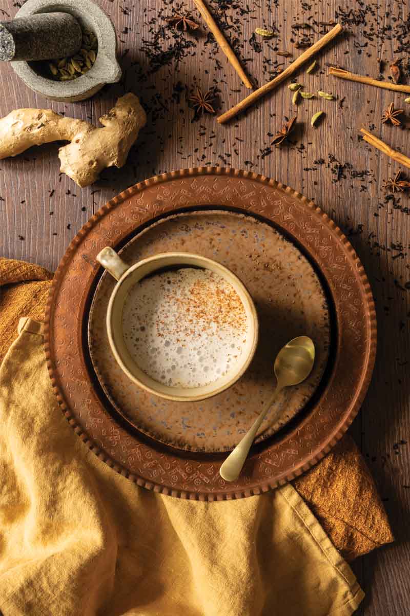 Creamy cashew masal chai latte