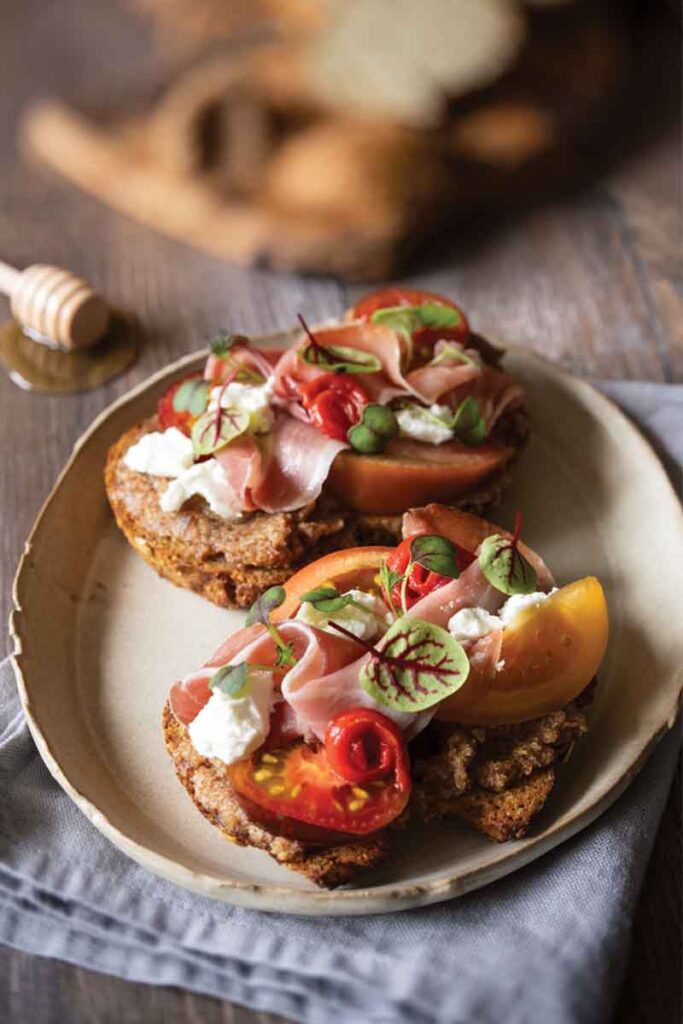 Morning Oat Loaf with Salted Date Butter and Spring Toppings